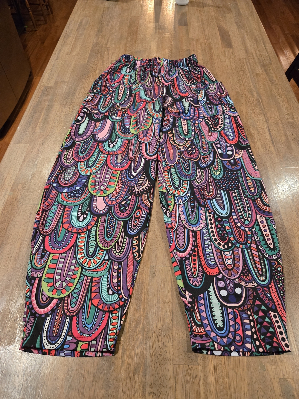 Colorful Abstract Print Pants - Multicolor With Pockets